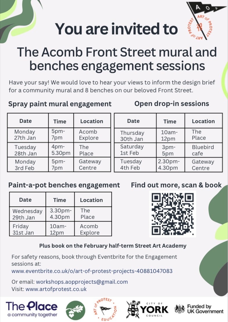 Acomb Front Street Mural and Benches Engagement Sessions